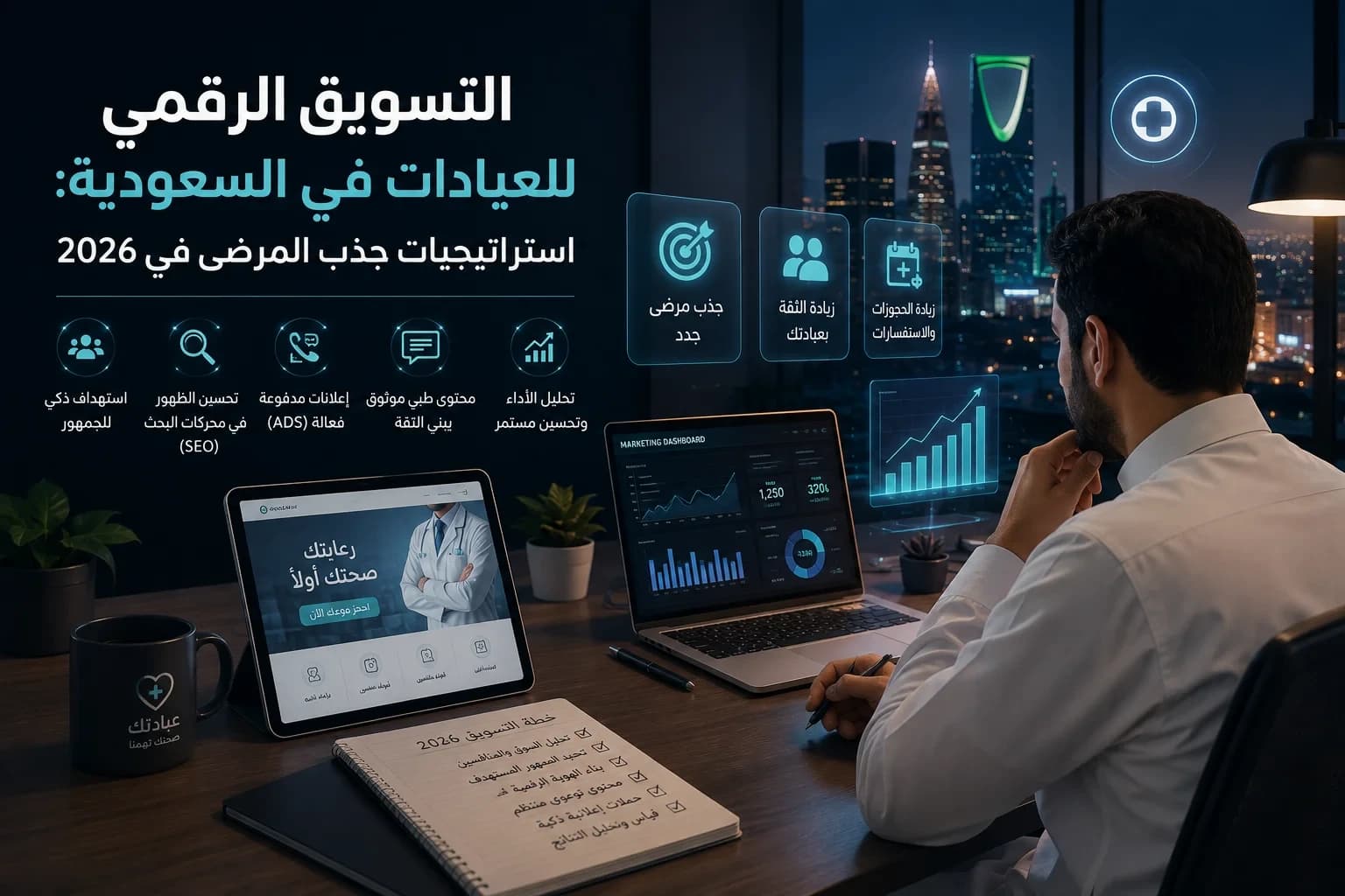 التسويق الرقمي للعيادات في السعودية: استراتيجيات جذب المرضى في 2026